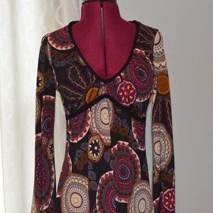 Buffalo L Paisley Dress L/S Black Fuchsia Multi